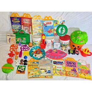 McDonald Happy Meal Lot 1980s 14 Boxes Buckets 25 Toys Bigfoot Beach Stompers